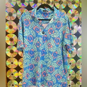Bad Birdie Mens XL floral golf shirt polo